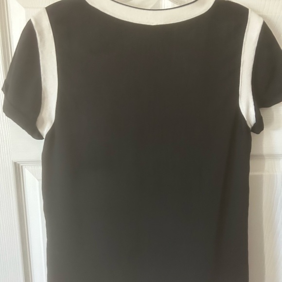Rag and Bone XS Black Ivory Silk Rayon Tee with Side Slit Knit Trim - Picture 6 of 11